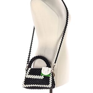 Stylish Black and White Beaded Mini Bag